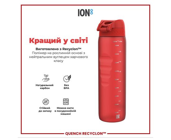 Бутылка для воды ION8 OneTouch 1000 мл BPA Free, Red (I8RF1000RED), изображение 6 Бутылка для воды ION8 OneTouch 1000 мл BPA Free, Red (I8RF1000RED), изображение 6