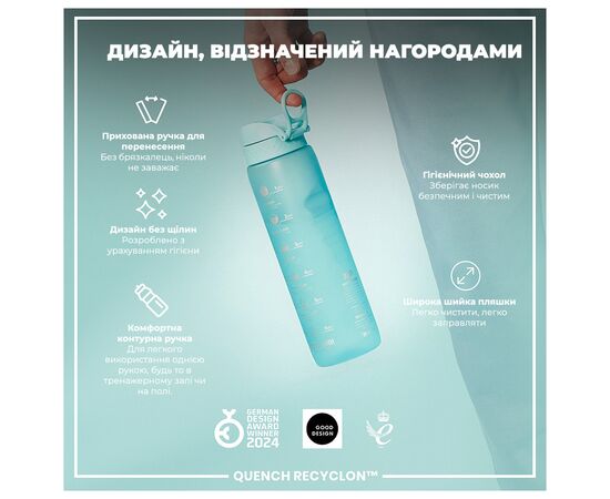 Бутылка для воды ION8 OneTouch Times To Drink 1000 мл BPA Free, Sonic Blue (I8RF1000PBMOT2), изображение 4 Бутылка для воды ION8 OneTouch Times To Drink 1000 мл BPA Free, Sonic Blue (I8RF1000PBMOT2), изображение 4