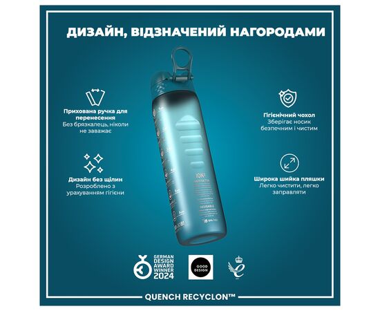 Бутылка для воды ION8 OneTouch Times To Drink 1000 мл BPA Free, Teal & Blue (I8RF1000PTBMOT), изображение 4 Бутылка для воды ION8 OneTouch Times To Drink 1000 мл BPA Free, Teal & Blue (I8RF1000PTBMOT), изображение 4