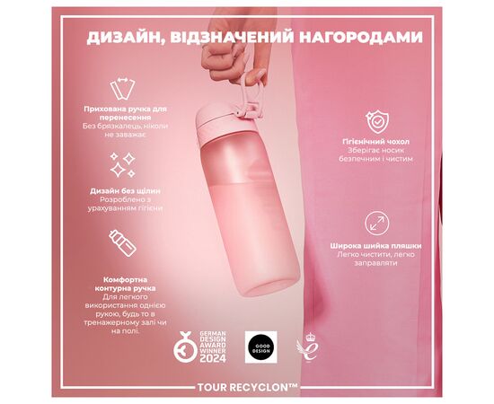 Бутылка для воды ION8 OneTouch 750 мл BPA Free, Rose Quartz (I8RF750ROS), изображение 3 Бутылка для воды ION8 OneTouch 750 мл BPA Free, Rose Quartz (I8RF750ROS), изображение 3
