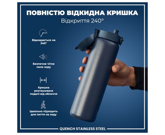 Бутылка для воды ION8 OneTouch Stainless Steel 1200 мл Ash Navy (I8SS1000ANAVY), изображение 3 Бутылка для воды ION8 OneTouch Stainless Steel 1200 мл Ash Navy (I8SS1000ANAVY), изображение 3