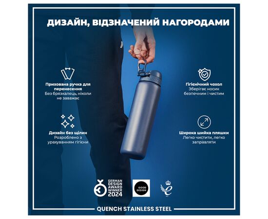 Бутылка для воды ION8 OneTouch Stainless Steel 1200 мл Ash Navy (I8SS1000ANAVY), изображение 4 Бутылка для воды ION8 OneTouch Stainless Steel 1200 мл Ash Navy (I8SS1000ANAVY), изображение 4