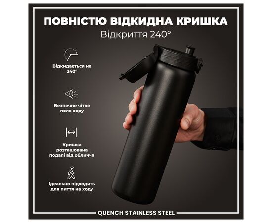 Пляшка для води ION8 OneTouch Stainless Steel 1200 мл Black (I8SS1000BLK), зображення 3 Пляшка для води ION8 OneTouch Stainless Steel 1200 мл Black (I8SS1000BLK), зображення 3