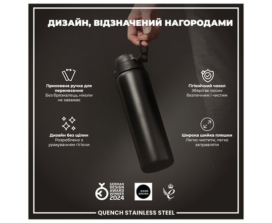 Пляшка для води ION8 OneTouch Stainless Steel 1200 мл Black (I8SS1000BLK), зображення 4 Пляшка для води ION8 OneTouch Stainless Steel 1200 мл Black (I8SS1000BLK), зображення 4