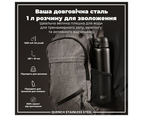 Пляшка для води ION8 OneTouch Stainless Steel 1200 мл Black (I8SS1000BLK), зображення 5 Пляшка для води ION8 OneTouch Stainless Steel 1200 мл Black (I8SS1000BLK), зображення 5