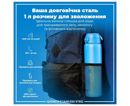 Пляшка для води ION8 OneTouch Stainless Steel 1200 мл Blue (I8SS1000BLU), зображення 5 Пляшка для води ION8 OneTouch Stainless Steel 1200 мл Blue (I8SS1000BLU), зображення 5