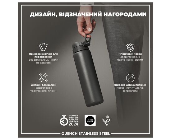Бутылка для воды ION8 OneTouch Stainless Steel 1200 мл Grey (I8SS1000GRY), изображение 4 Бутылка для воды ION8 OneTouch Stainless Steel 1200 мл Grey (I8SS1000GRY), изображение 4