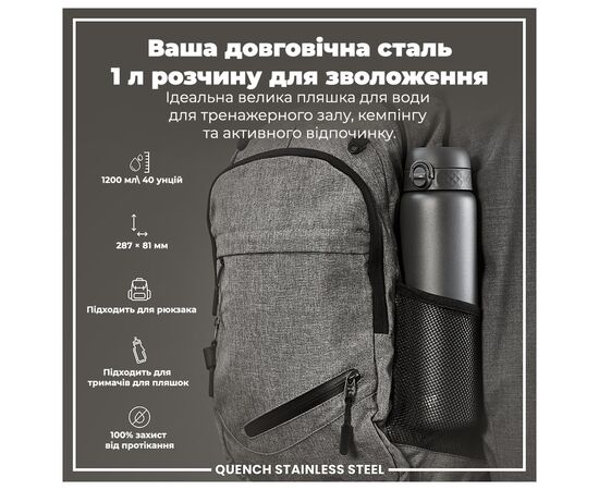 Бутылка для воды ION8 OneTouch Stainless Steel 1200 мл Grey (I8SS1000GRY), изображение 5 Бутылка для воды ION8 OneTouch Stainless Steel 1200 мл Grey (I8SS1000GRY), изображение 5