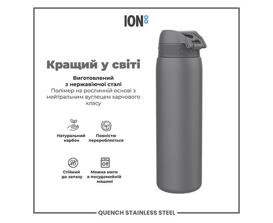 Бутылка для воды ION8 OneTouch Stainless Steel 1200 мл Grey (I8SS1000GRY), изображение 6 Бутылка для воды ION8 OneTouch Stainless Steel 1200 мл Grey (I8SS1000GRY), изображение 6