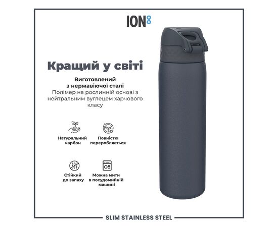 Бутылка для воды ION8 OneTouch Stainless Steel 600 мл Ash Navy (I8SS600ANAVY), изображение 6 Бутылка для воды ION8 OneTouch Stainless Steel 600 мл Ash Navy (I8SS600ANAVY), изображение 6