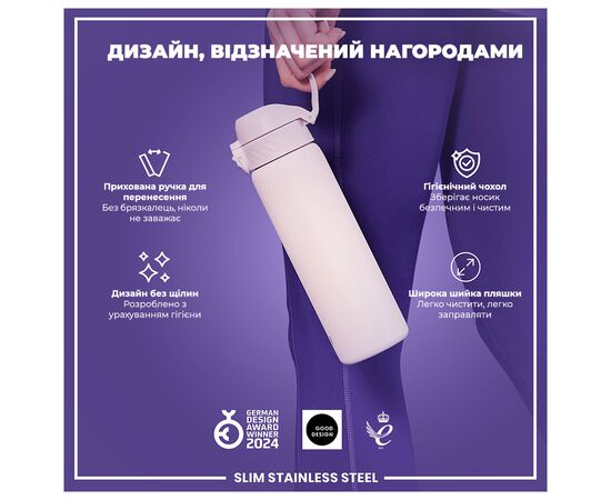Пляшка для води ION8 OneTouch Stainless Steel 600 мл Lilac Dusk (I8SS600LIL2), зображення 4