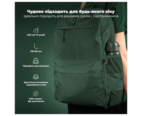 Пляшка для води ION8 OneTouch Vacuum Insulated 500 мл Dark Green (I8TS500DGRE), зображення 5 Пляшка для води ION8 OneTouch Vacuum Insulated 500 мл Dark Green (I8TS500DGRE), зображення 5
