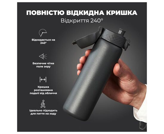 Бутылка для воды ION8 OneTouch Vacuum Insulated 500 мл Grey (I8TS500GRY), изображение 3 Бутылка для воды ION8 OneTouch Vacuum Insulated 500 мл Grey (I8TS500GRY), изображение 3