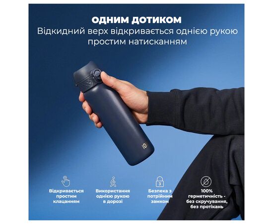Бутылка для воды ION8 OneTouch Vacuum Insulated 500 мл Navy (I8TS500NAVY), изображение 6 Бутылка для воды ION8 OneTouch Vacuum Insulated 500 мл Navy (I8TS500NAVY), изображение 6