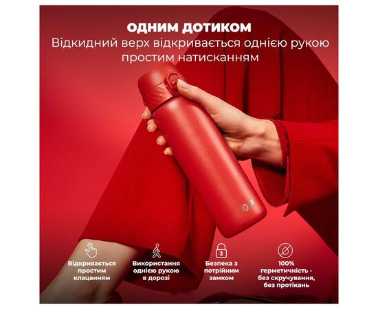 Бутылка для воды ION8 OneTouch Vacuum Insulated 500 мл Red (I8TS500Red), изображение 2 Бутылка для воды ION8 OneTouch Vacuum Insulated 500 мл Red (I8TS500Red), изображение 2