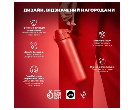 Бутылка для воды ION8 OneTouch Vacuum Insulated 500 мл Red (I8TS500Red), изображение 5 Бутылка для воды ION8 OneTouch Vacuum Insulated 500 мл Red (I8TS500Red), изображение 5