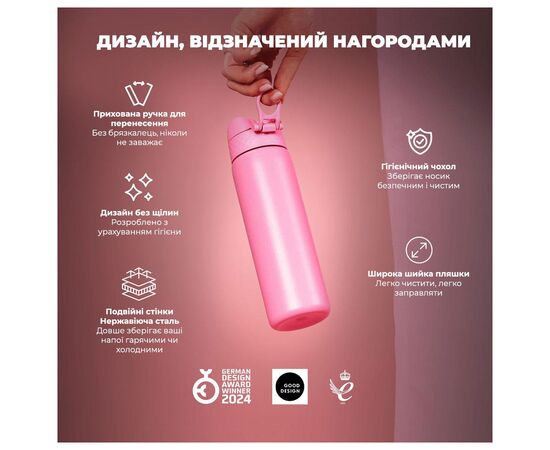 Бутылка для воды ION8 OneTouch Vacuum Insulated 500 мл Rose Bloom (I8TS500ROSEB), изображение 4 Бутылка для воды ION8 OneTouch Vacuum Insulated 500 мл Rose Bloom (I8TS500ROSEB), изображение 4