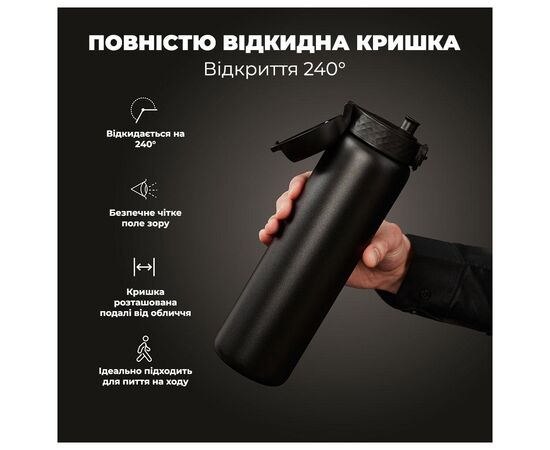 Бутылка для воды ION8 OneTouch Vacuum Insulated 920 мл Black (I8TS1000BLK), изображение 3 Бутылка для воды ION8 OneTouch Vacuum Insulated 920 мл Black (I8TS1000BLK), изображение 3