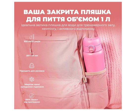Бутылка для воды ION8 OneTouch Vacuum Insulated 920 мл Rose Bloom (I8TS1000ROSEB), изображение 5 Бутылка для воды ION8 OneTouch Vacuum Insulated 920 мл Rose Bloom (I8TS1000ROSEB), изображение 5