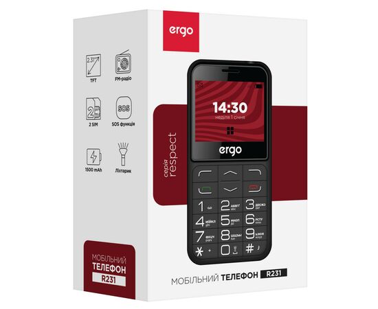 Мобільний телефон Ergo R231 Black, зображення 7