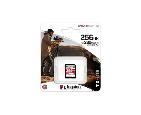 Карта памяти Kingston 256GB SDXC class 10 UHS-II U3 Canvas React Plus (SDR2V6/256GB), изображение 3 Карта памяти Kingston 256GB SDXC class 10 UHS-II U3 Canvas React Plus (SDR2V6/256GB), изображение 3