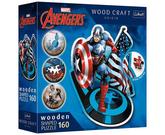 Пазл Trefl Wooden Marvel Heroes Безстрашний Капітан Америка 160 елементів (5900511201949)