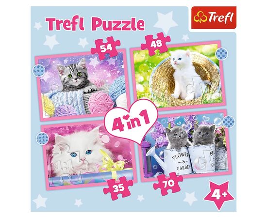 Пазл Trefl Забавные коты 4 in 1 (35, 48, 54, 70) элемента (5900511343960), изображение 6 Пазл Trefl Забавные коты 4 in 1 (35, 48, 54, 70) элемента (5900511343960), изображение 6