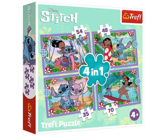 Пазл Trefl Lilo&Stitch Мелкий день 4 in 1 (35, 48, 54, 70) элемента (5900511346336), изображение 6 Пазл Trefl Lilo&Stitch Мелкий день 4 in 1 (35, 48, 54, 70) элемента (5900511346336), изображение 6