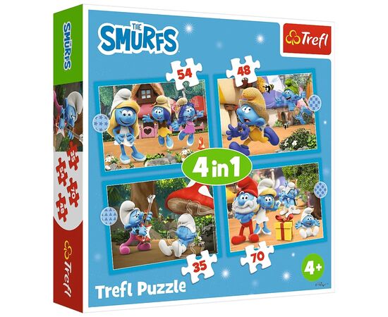 Пазл Trefl The Smurfs Село Смурфів 4 in 1 (35, 48, 54, 70) елемента (5900511346565)