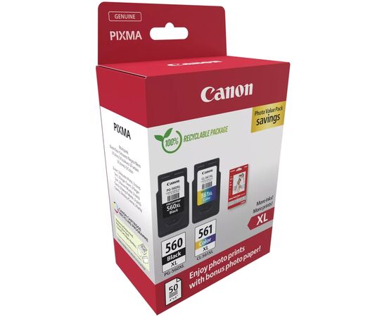 Картридж Canon PG-560/CL-561 XL BK+Color + Photo Paper, Value Pack (3712C008), изображение 2 Картридж Canon PG-560/CL-561 XL BK+Color + Photo Paper, Value Pack (3712C008), изображение 2