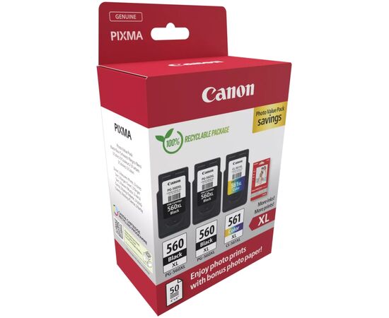 Картридж Canon PG-560/CL-561 XL 2xBK+Color, + Photo Paper, Value Pack (3712C012), изображение 2