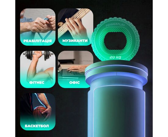 Эспандер PowerPlay PP-4333 Hand Grip Medium 20 кг Зелений (PP_4333_Green_20kg), изображение 7 Эспандер PowerPlay PP-4333 Hand Grip Medium 20 кг Зелений (PP_4333_Green_20kg), изображение 7