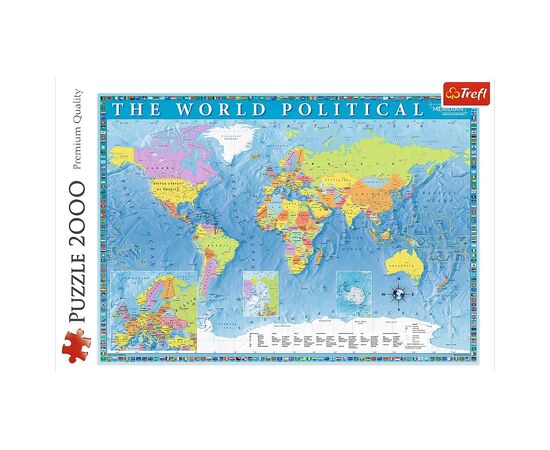 Пазл Trefl Политическая карта мира 2000 элементов (5900511270990), изображение 2 Пазл Trefl Политическая карта мира 2000 элементов (5900511270990), изображение 2