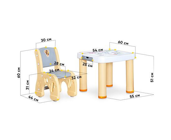 Детский стол Mealux комплект с двумя стульчиками Pluto (KD-F061 Yellow), изображение 2 Детский стол Mealux комплект с двумя стульчиками Pluto (KD-F061 Yellow), изображение 2