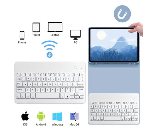 Чехол для планшета BeCover with keyboard Apple iPad Pro 11" M4 2024 Light Blue (713000), изображение 5 Чехол для планшета BeCover with keyboard Apple iPad Pro 11" M4 2024 Light Blue (713000), изображение 5