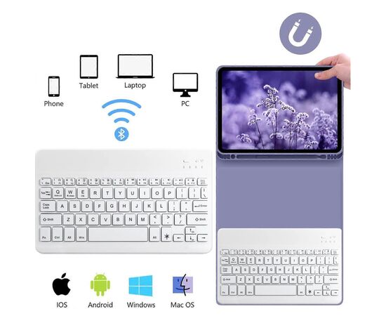 Чехол для планшета BeCover with keyboard Apple iPad Pro 13" M4 2024 Purple (713007), изображение 6 Чехол для планшета BeCover with keyboard Apple iPad Pro 13" M4 2024 Purple (713007), изображение 6