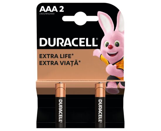 Батарейка Duracell AAA лужні 2 шт. в упаковці (5000394058170 / 81484984), изображение 2 Батарейка Duracell AAA лужні 2 шт. в упаковці (5000394058170 / 81484984), изображение 2