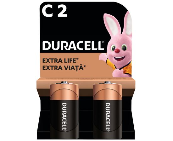 Батарейка Duracell C LR14 щелочная 2шт. в упаковке (5000394052529 / 81483545)
