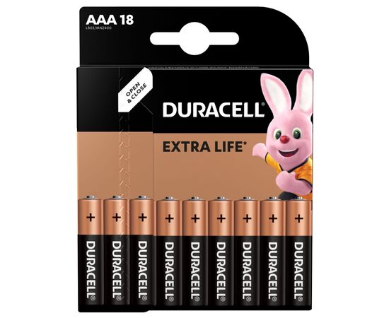 Батарейка Duracell AAA лужні 18 шт. в упаковці (5000394107557 / 81546741), изображение 2 Батарейка Duracell AAA лужні 18 шт. в упаковці (5000394107557 / 81546741), изображение 2