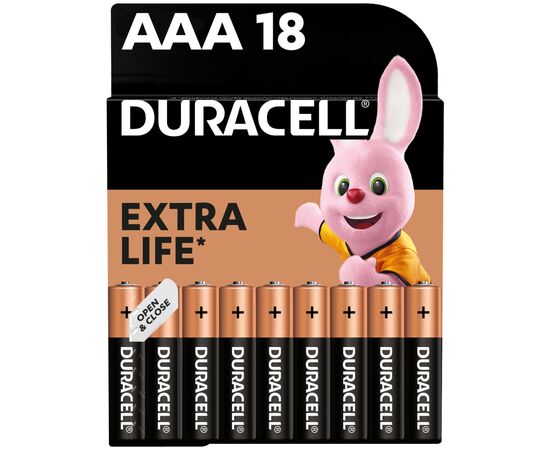 Батарейка Duracell AAA лужні 18 шт. в упаковці (5000394107557 / 81546741)
