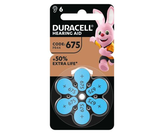 Батарейка Duracell PR44 / 675 * 6 (5004326), изображение 2 Батарейка Duracell PR44 / 675 * 6 (5004326), изображение 2