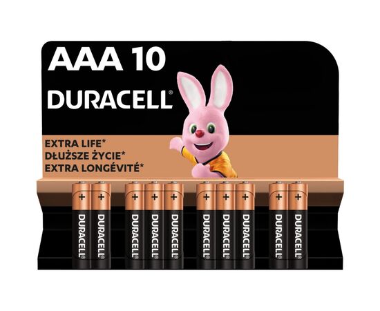 Батарейка Duracell AAA лужні 10 шт. в упаковці (5002509/5006462)