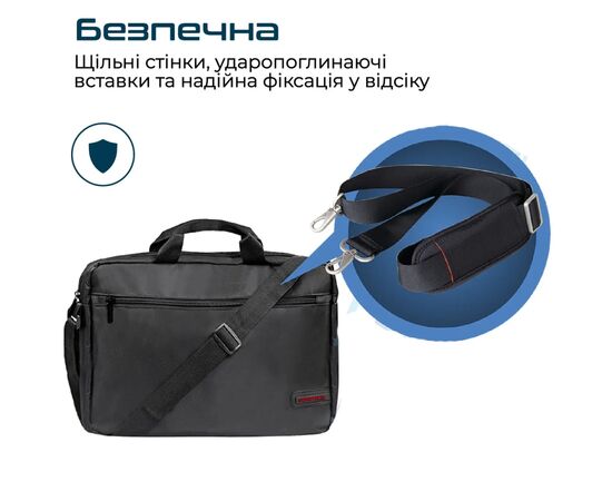 Сумка для ноутбука Promate 15.6" Gear-MB black (gear-mb.black), изображение 3 Сумка для ноутбука Promate 15.6" Gear-MB black (gear-mb.black), изображение 3