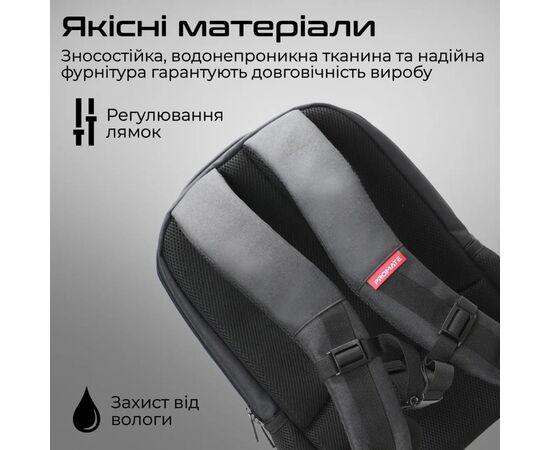 Рюкзак для ноутбука Promate 15.6" Satchel-BP Black (satchel-bp.black), изображение 6 Рюкзак для ноутбука Promate 15.6" Satchel-BP Black (satchel-bp.black), изображение 6