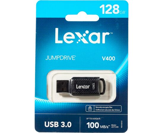 USB флеш накопитель Lexar 128GB JumpDrive V400 Black USB 3.0 (LJDV400128G-BNBNG), изображение 3 USB флеш накопитель Lexar 128GB JumpDrive V400 Black USB 3.0 (LJDV400128G-BNBNG), изображение 3