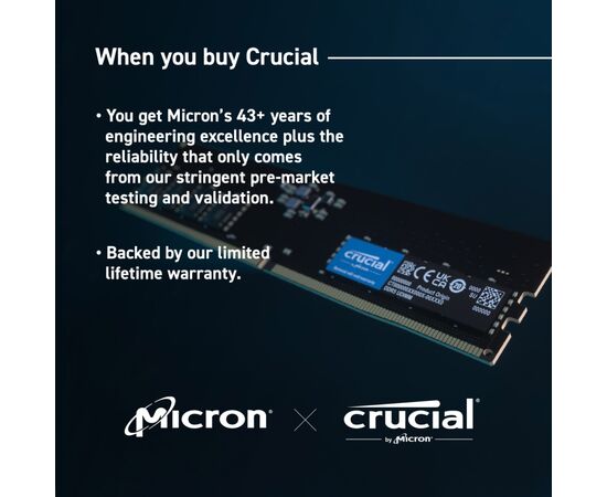 Модуль памяти для компьютера DDR5 8GB 4800 MHz Micron (CT8G48C40U5T), изображение 6 Модуль памяти для компьютера DDR5 8GB 4800 MHz Micron (CT8G48C40U5T), изображение 6
