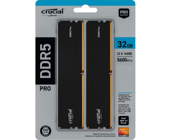Модуль памяти для компьютера DDR5 32GB (2x16GB) 6000 MHz Micron (CP2K16G60C48U5), изображение 5 Модуль памяти для компьютера DDR5 32GB (2x16GB) 6000 MHz Micron (CP2K16G60C48U5), изображение 5