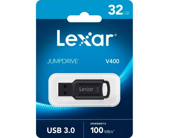 USB флеш накопитель Lexar 32GB JumpDrive V400 Black USB 3.0 (LJDV400032G-BNBNG), изображение 4 USB флеш накопитель Lexar 32GB JumpDrive V400 Black USB 3.0 (LJDV400032G-BNBNG), изображение 4