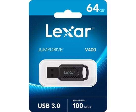 USB флеш накопитель Lexar 64GB JumpDrive V400 Black USB 3.0 (LJDV400064G-BNBNG), изображение 4 USB флеш накопитель Lexar 64GB JumpDrive V400 Black USB 3.0 (LJDV400064G-BNBNG), изображение 4