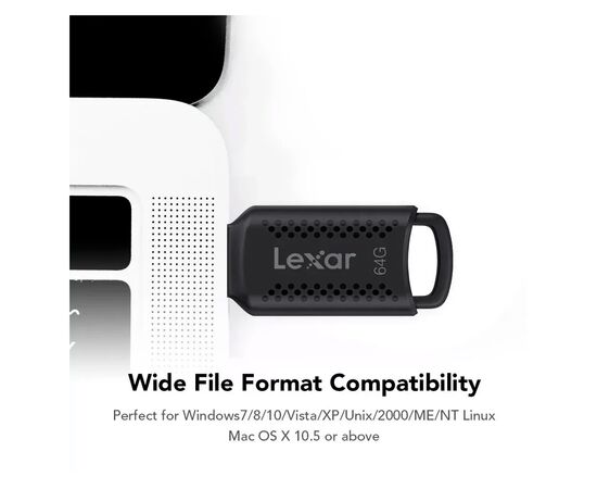 USB флеш накопитель Lexar 64GB JumpDrive V400 Black USB 3.0 (LJDV400064G-BNBNG), изображение 6 USB флеш накопитель Lexar 64GB JumpDrive V400 Black USB 3.0 (LJDV400064G-BNBNG), изображение 6